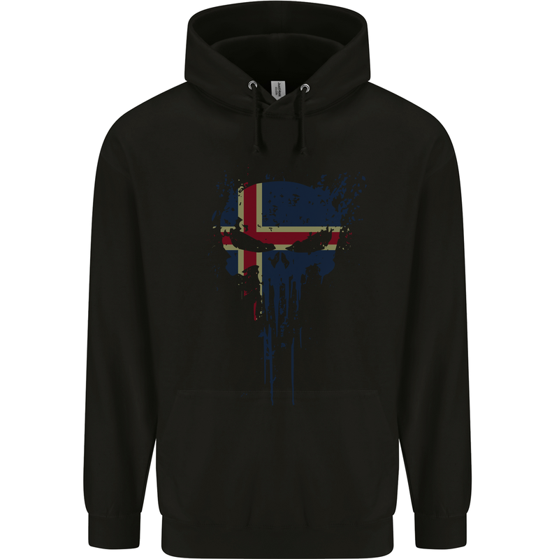 Iceland Skull Gym Training Bodybuilding Childrens Kids Hoodie Black