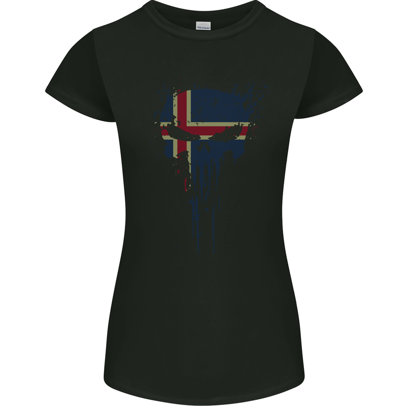 Iceland Skull Gym Training Bodybuilding Womens Petite Cut T-Shirt Black