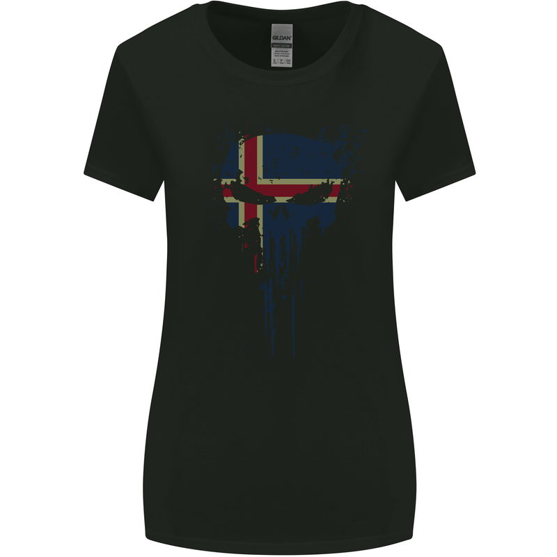 Iceland Skull Gym Training Bodybuilding Womens Wider Cut T-Shirt Black