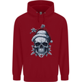 Icy Christmas Skull Wearing an Xmas Hat Childrens Kids Hoodie Red