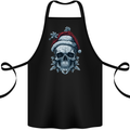 Icy Christmas Skull Wearing an Xmas Hat Cotton Apron 100% Organic Black