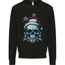 Icy Christmas Skull Wearing an Xmas Hat Kids Sweatshirt Jumper Black