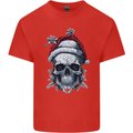 Icy Christmas Skull Wearing an Xmas Hat Kids T-Shirt Childrens Red