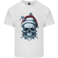 Icy Christmas Skull Wearing an Xmas Hat Kids T-Shirt Childrens White