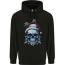 Icy Christmas Skull Wearing an Xmas Hat Mens 80% Cotton Hoodie Black