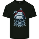 Icy Christmas Skull Wearing an Xmas Hat Mens Cotton T-Shirt Tee Top Black