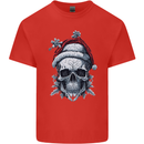 Icy Christmas Skull Wearing an Xmas Hat Mens Cotton T-Shirt Tee Top Red
