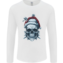 Icy Christmas Skull Wearing an Xmas Hat Mens Long Sleeve T-Shirt White