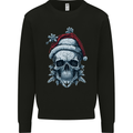 Icy Christmas Skull Wearing an Xmas Hat Mens Sweatshirt Jumper Black