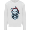 Icy Christmas Skull Wearing an Xmas Hat Mens Sweatshirt Jumper White