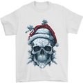 Icy Christmas Skull Wearing an Xmas Hat Mens T-Shirt 100% Cotton White