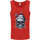 Icy Christmas Skull Wearing an Xmas Hat Mens Vest Tank Top Red