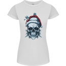 Icy Christmas Skull Wearing an Xmas Hat Womens Petite Cut T-Shirt White