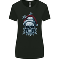 Icy Christmas Skull Wearing an Xmas Hat Womens Wider Cut T-Shirt Black