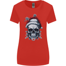 Icy Christmas Skull Wearing an Xmas Hat Womens Wider Cut T-Shirt Red