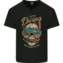 Id Rather Go Diving Scuba Diver Skull Mens V-Neck Cotton T-Shirt Black
