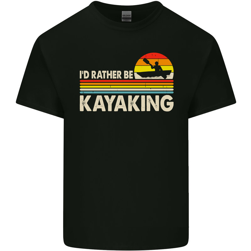 Id Rather be Kayaking Funny Kayak Canoe Mens Cotton T-Shirt Tee Top Black