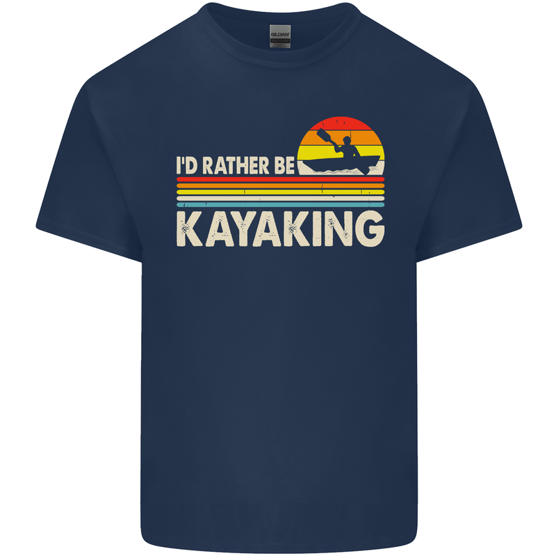 Id Rather be Kayaking Funny Kayak Canoe Mens Cotton T-Shirt Tee Top Navy Blue