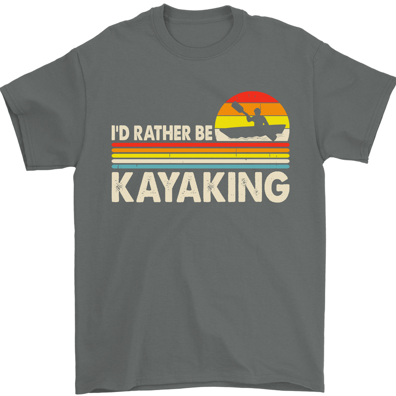 Id Rather be Kayaking Funny Kayak Canoe Mens T-Shirt 100% Cotton Charcoal
