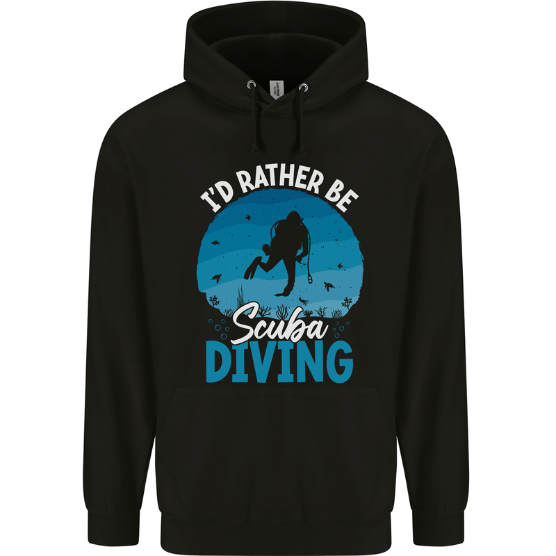 Id Rather be Scuba Diving Funny Diver Childrens Kids Hoodie Black