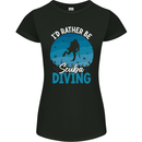 Id Rather be Scuba Diving Funny Diver Womens Petite Cut T-Shirt Black