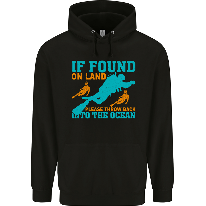 If Found On Land Funny Scuba Diving Diver Childrens Kids Hoodie Black
