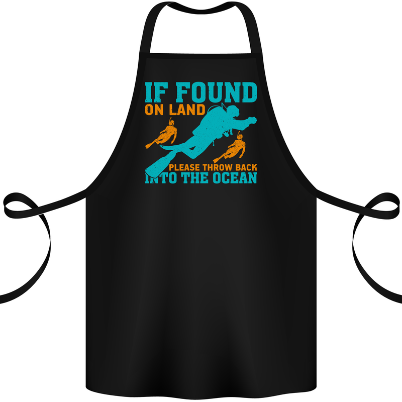 If Found On Land Funny Scuba Diving Diver Cotton Apron 100% Organic Black