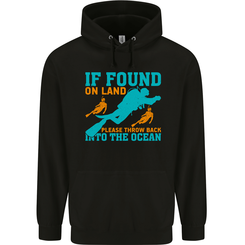 If Found On Land Funny Scuba Diving Diver Mens 80% Cotton Hoodie Black