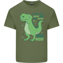 If You're Happy Funny Dinosaur T-Rex Mens Cotton T-Shirt Tee Top Military Green
