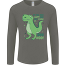 If You're Happy Funny Dinosaur T-Rex Mens Long Sleeve T-Shirt Charcoal