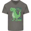 If You're Happy Funny Dinosaur T-Rex Mens V-Neck Cotton T-Shirt Charcoal