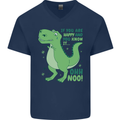 If You're Happy Funny Dinosaur T-Rex Mens V-Neck Cotton T-Shirt Navy Blue