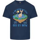 If the Earth Was Flat Funny Cats Society Kids T-Shirt Childrens Navy Blue