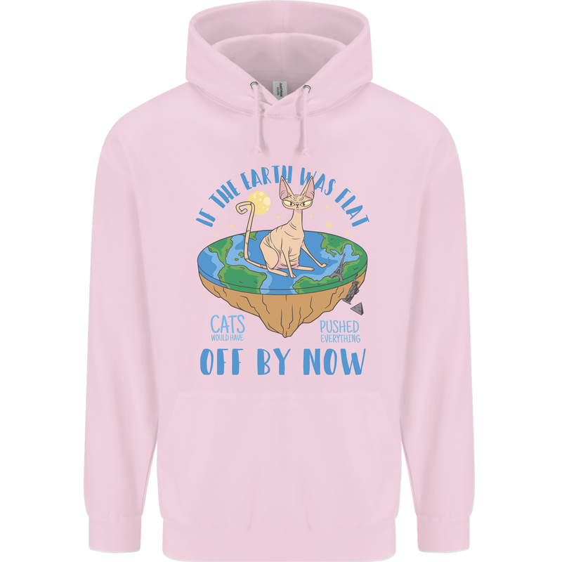 If the Earth Was Flat Funny Cats Society Mens 80% Cotton Hoodie Light Pink