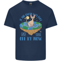 If the Earth Was Flat Funny Cats Society Mens Cotton T-Shirt Tee Top Navy Blue