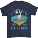 If the Earth Was Flat Funny Cats Society Mens T-Shirt 100% Cotton Navy Blue