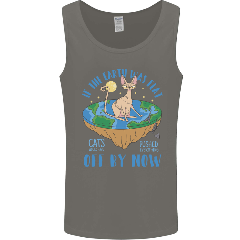 If the Earth Was Flat Funny Cats Society Mens Vest Tank Top Charcoal