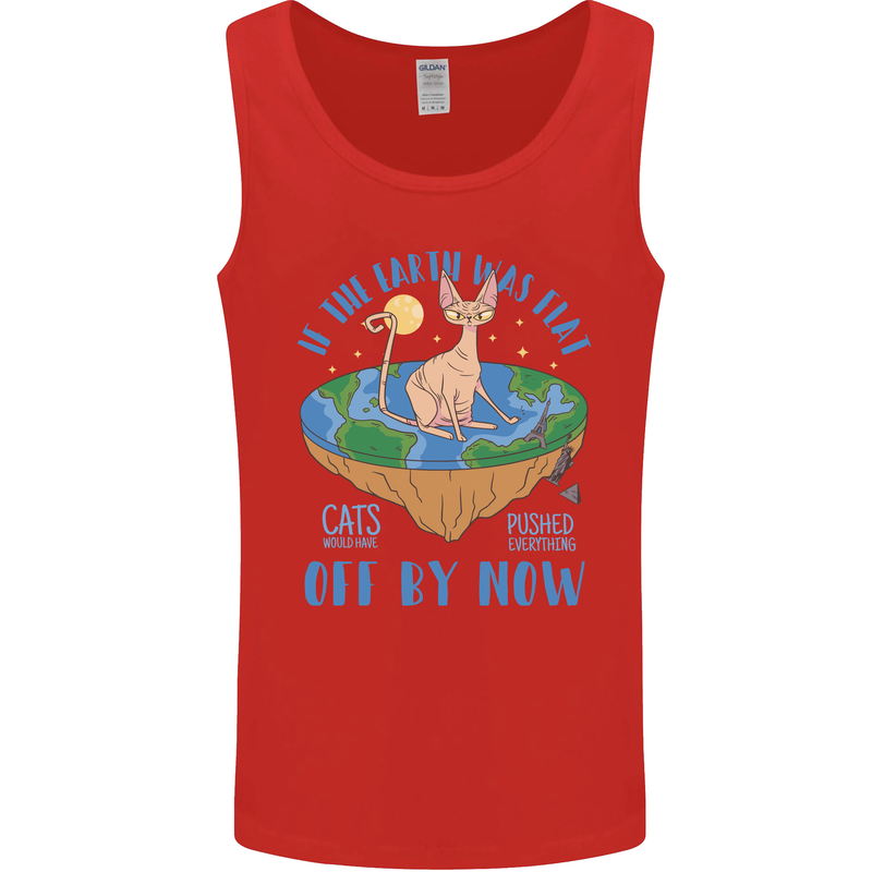 If the Earth Was Flat Funny Cats Society Mens Vest Tank Top Red