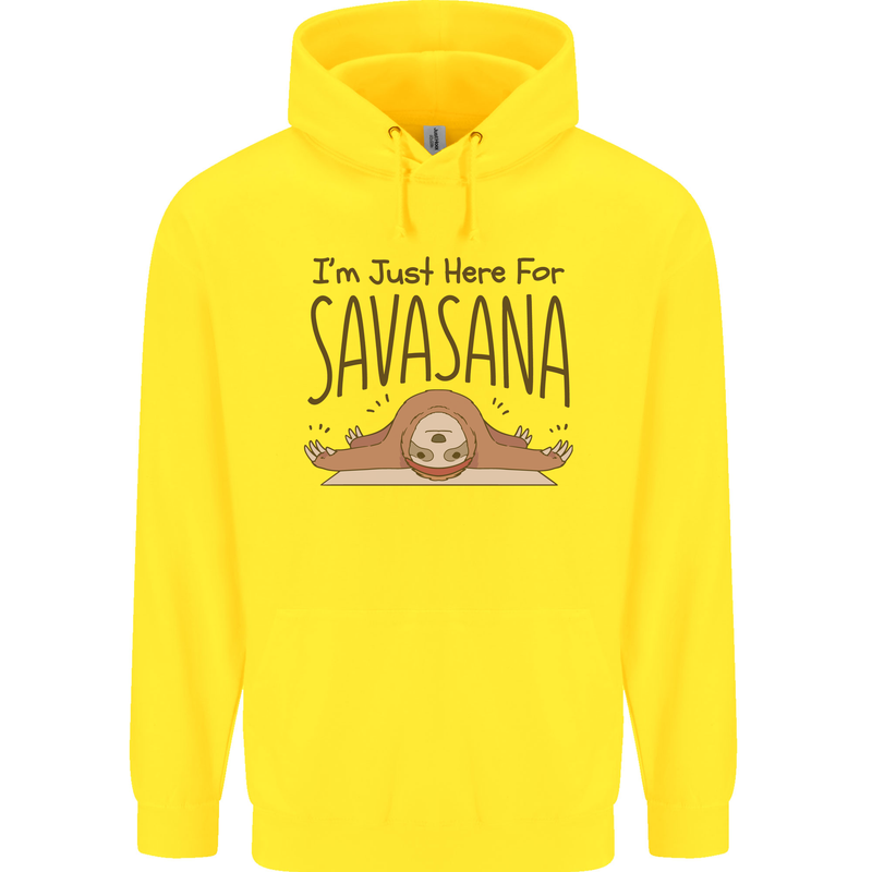 Im Just Here for the Savasana Funny Yoga Childrens Kids Hoodie Yellow