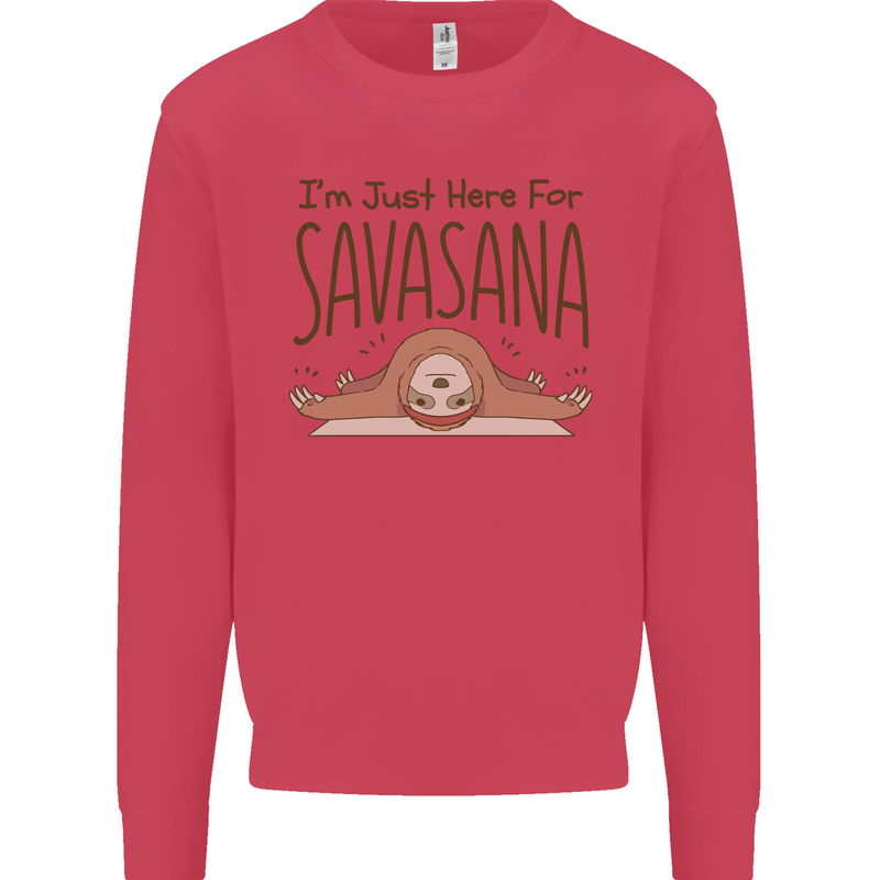 Im Just Here for the Savasana Funny Yoga Kids Sweatshirt Jumper Heliconia