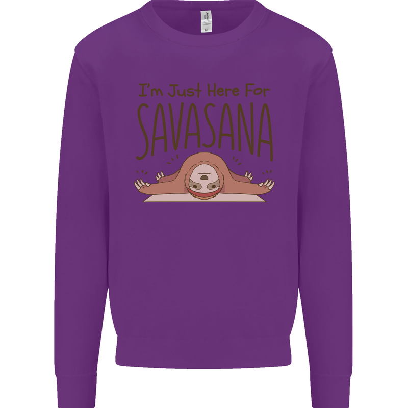 Im Just Here for the Savasana Funny Yoga Kids Sweatshirt Jumper Purple
