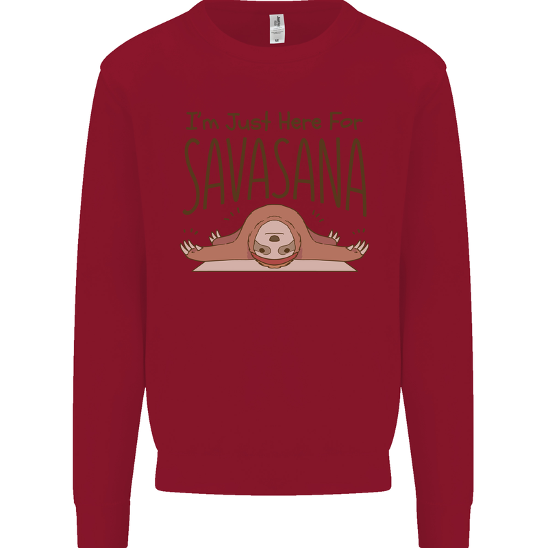 Im Just Here for the Savasana Funny Yoga Kids Sweatshirt Jumper Red