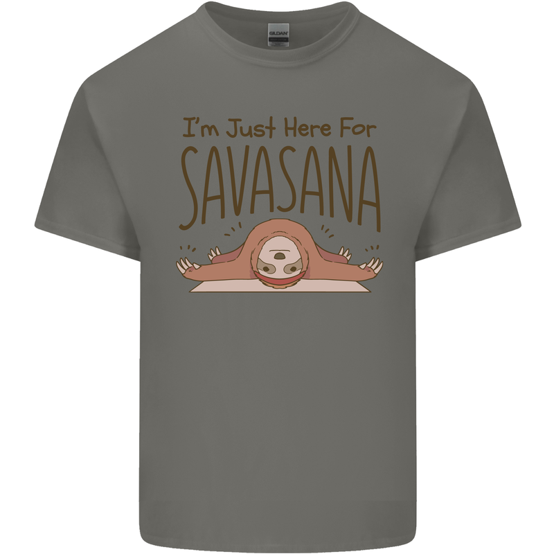 Im Just Here for the Savasana Funny Yoga Kids T-Shirt Childrens Charcoal
