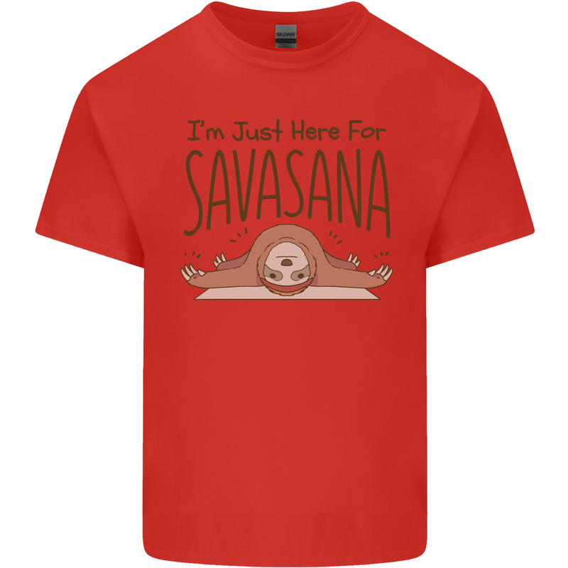 Im Just Here for the Savasana Funny Yoga Mens Cotton T-Shirt Tee Top Red