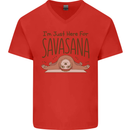 Im Just Here for the Savasana Funny Yoga Mens V-Neck Cotton T-Shirt Red
