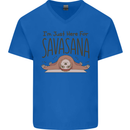 Im Just Here for the Savasana Funny Yoga Mens V-Neck Cotton T-Shirt Royal Blue