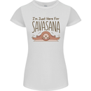 Im Just Here for the Savasana Funny Yoga Womens Petite Cut T-Shirt White