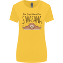 Im Just Here for the Savasana Funny Yoga Womens Wider Cut T-Shirt Yellow