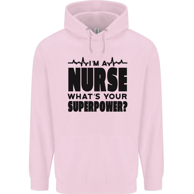 Im a Nurse Whats Your Superpower Nursing Childrens Kids Hoodie Light Pink