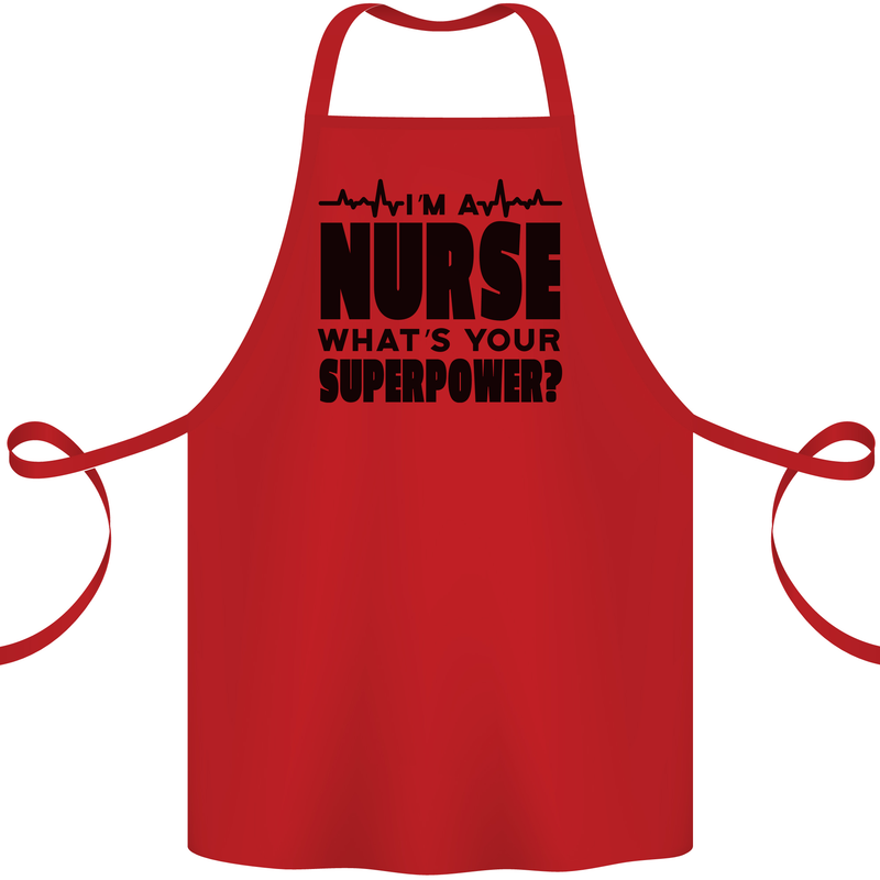 Im a Nurse Whats Your Superpower Nursing Cotton Apron 100% Organic Red